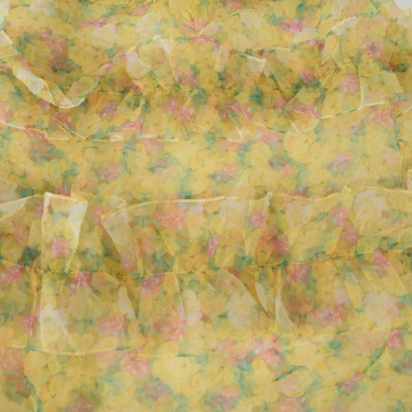 For Love & Lemons Vicki Sheer Tiered Yellow Lace Ruffle Maxi Dress M - Picture 7 of 13